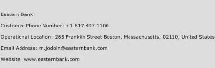 eastern bank customer service number